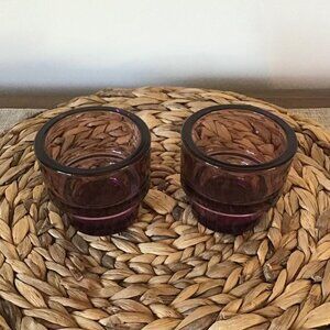 Candleholders IKEA Amethyst/Purple Round Glass Votives 3" x 3.25" Retro Boho